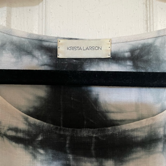 Krista Larson Tie Dye Linen Top - Black and White One Size - Picture 3 of 6